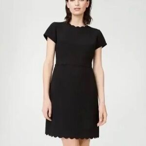 Club Monaco Black Scalloped-Hem Mini Dress